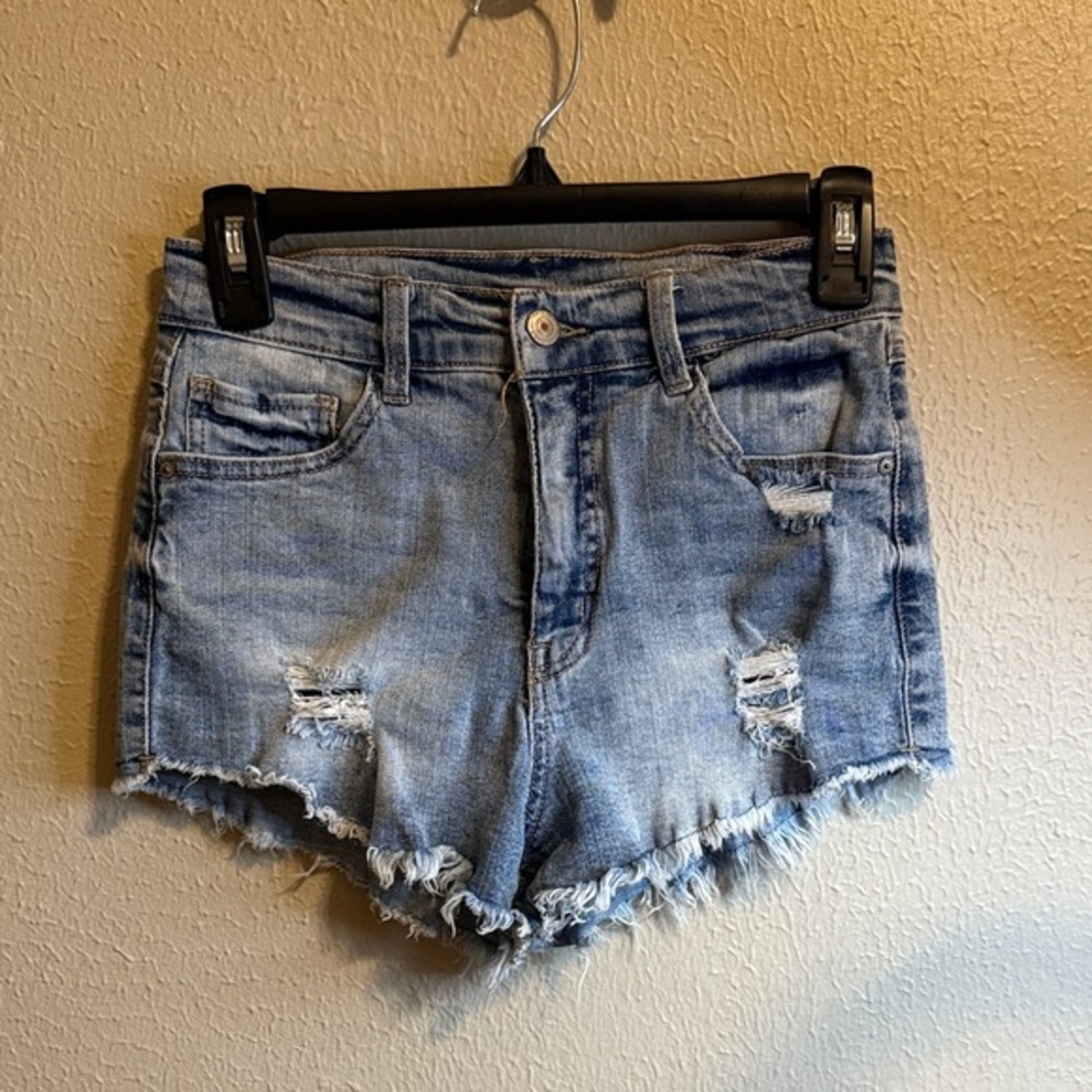 Wallflower Light Blue Distressed Jean Shorts